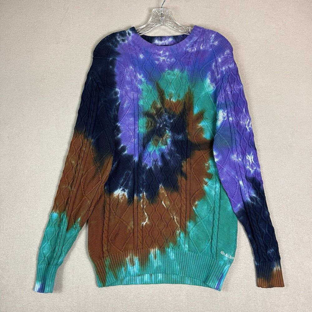 40s & Shorties Sweater Mens Small Multicolor Tie-Dye Knit Relaxed Fit Heavyweigh
